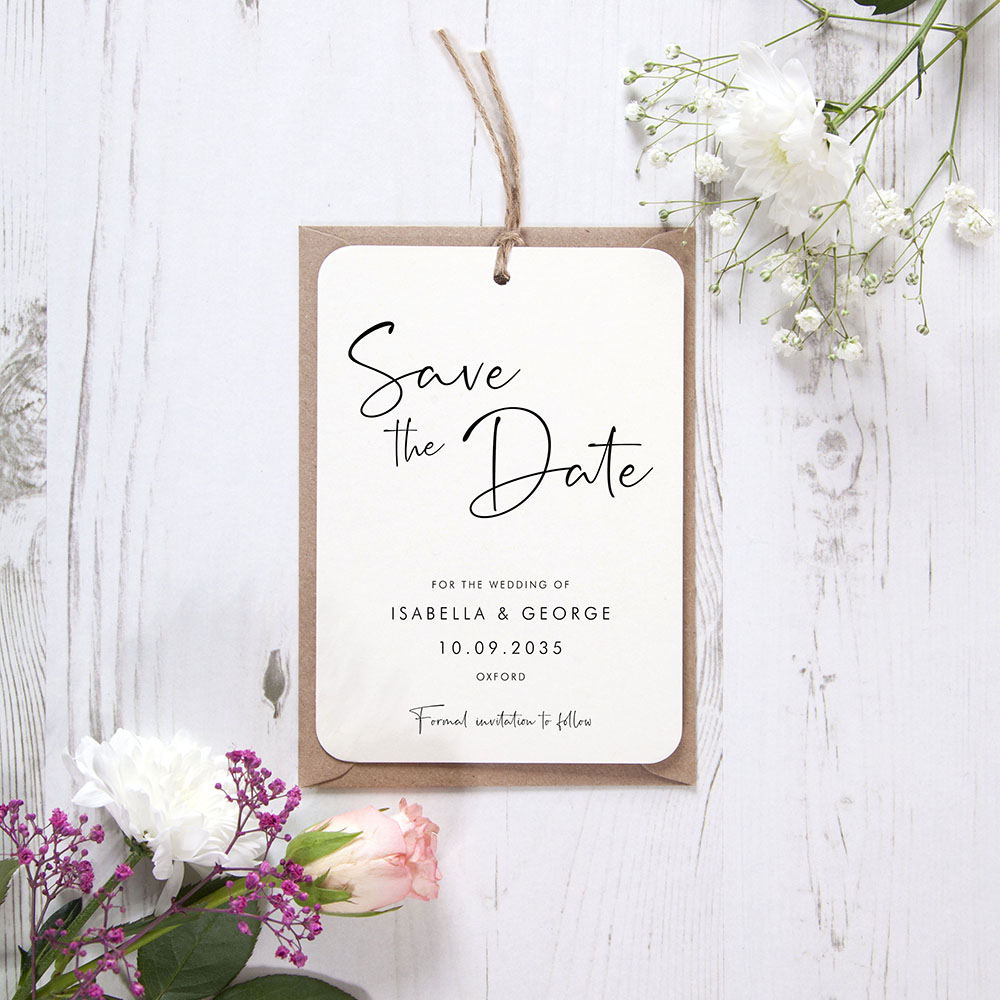 'Calligraphy 5' Hole-punched Save the Date