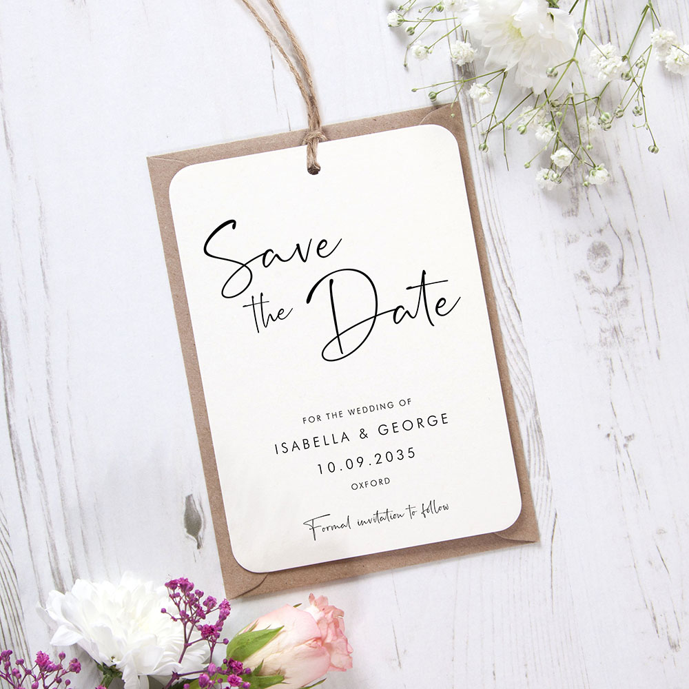 'Calligraphy 5' Hole-punched Save the Date