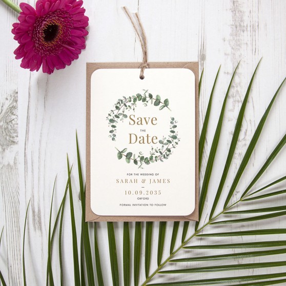 'Campagna Eucalyptus CP01' Tag Save the Date Sample
