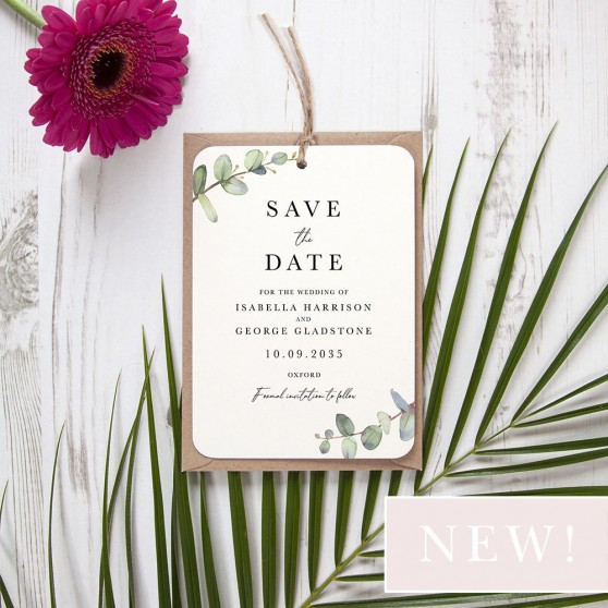 'Campagna Eucalyptus CP03' Tag Save the Date Sample