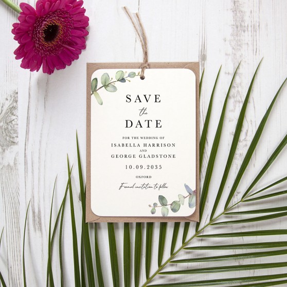 'Campagna Eucalyptus CP03' Hole-punched Save the Date