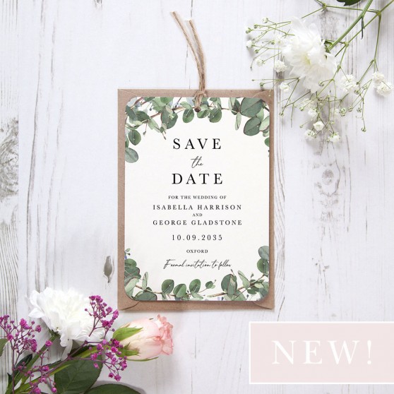 'Campagna Eucalyptus CP04' Hole-punched Save the Date
