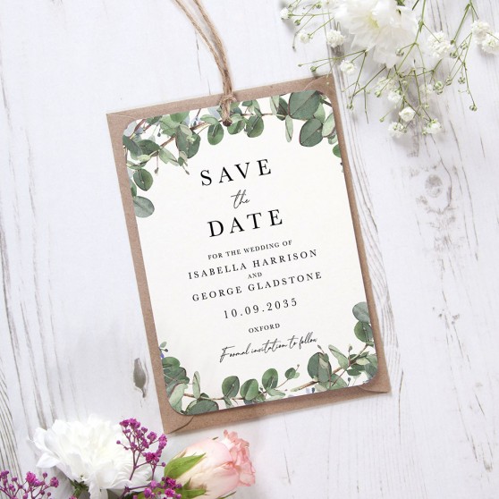 'Campagna Eucalyptus CP04' Tag Save the Date Sample