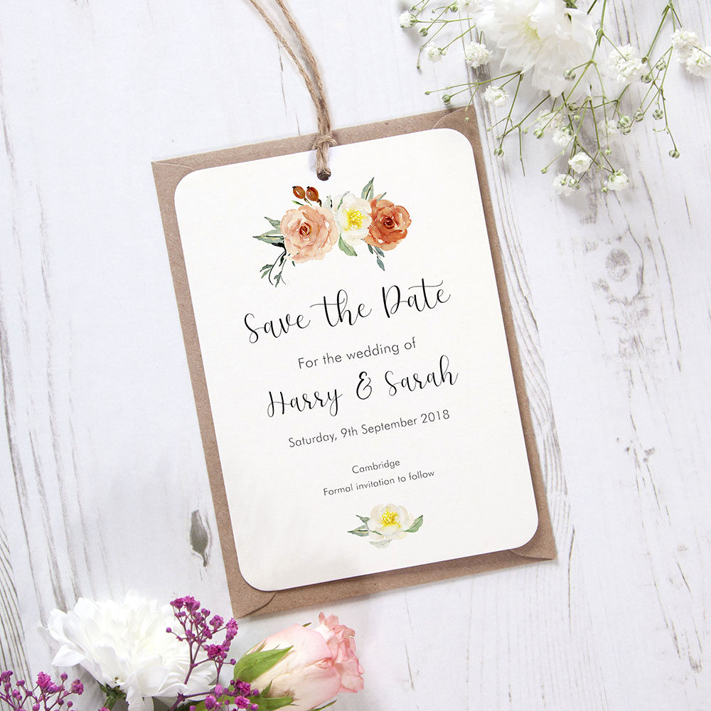 'Dahlia Rose' Save the Date Tag