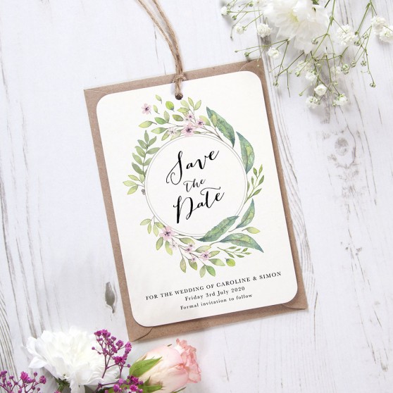 'Imogen Floral' Save the Date Tag