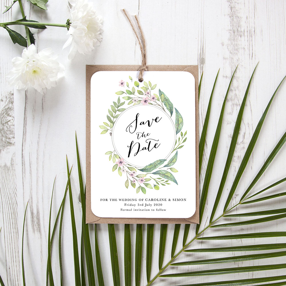 'Imogen Floral' Save the Date Tag