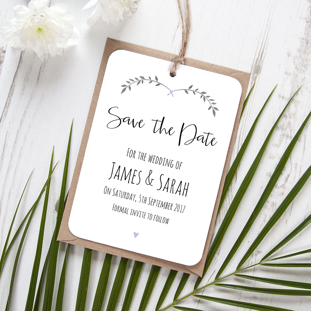 'Lavender Ivy Design' Save the Date Tag
