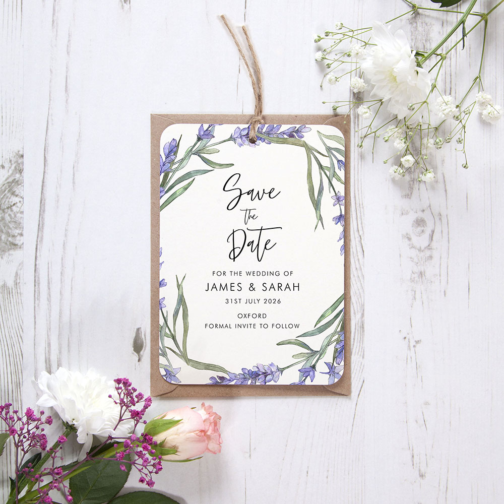 'Lavender L13' Save the Date Tag