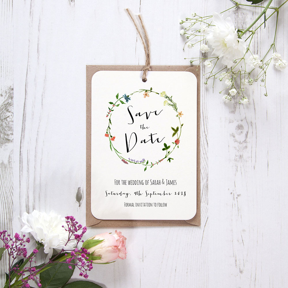 'Meadow Floral' Save the Date Tag