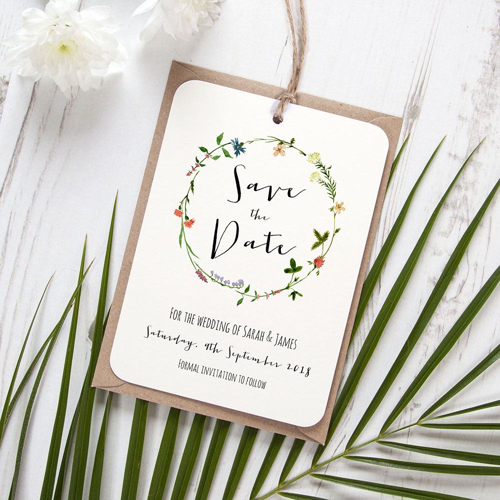 'Meadow Floral' Save the Date Tag