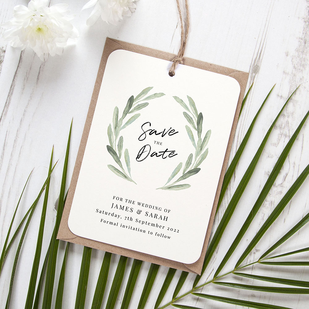 'Olive' Save the Date Tag