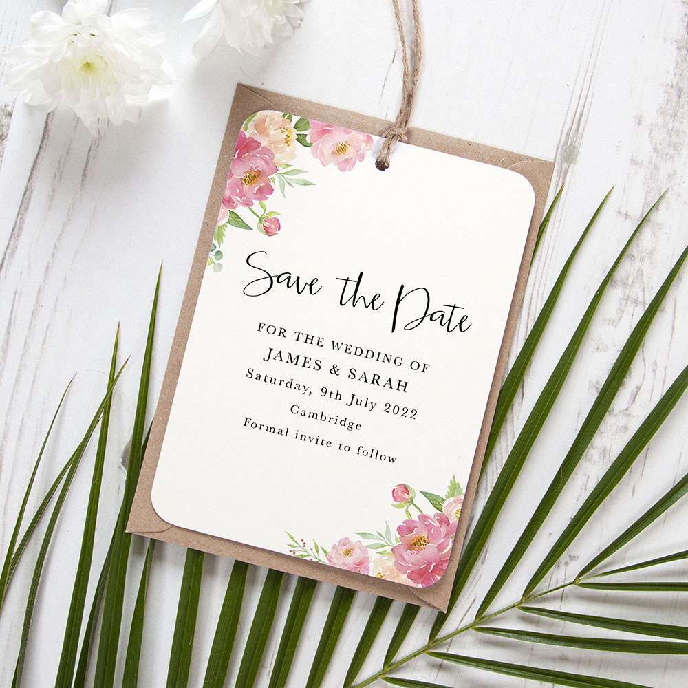 'Peony' Hole-punched Save the Date Sample