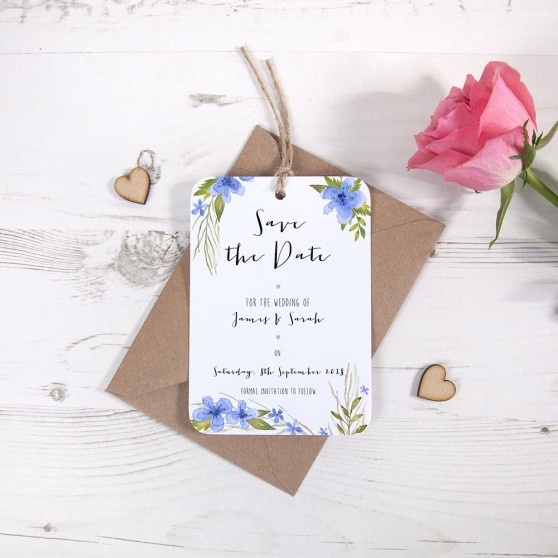 'Pretty in Blue' Save the Date Tag