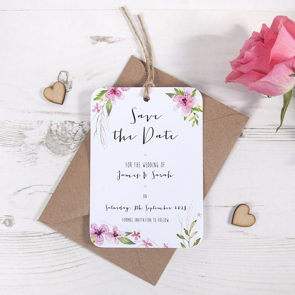 'Pretty in Pink' Hole-punched Save the Date Sample