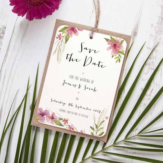 'Pretty in Pink' Save the Date Tag