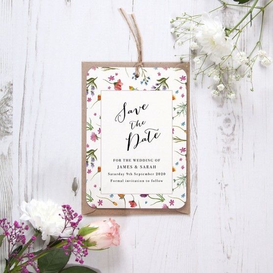 'Wild Floral Multi' Tag Save the Date Sample