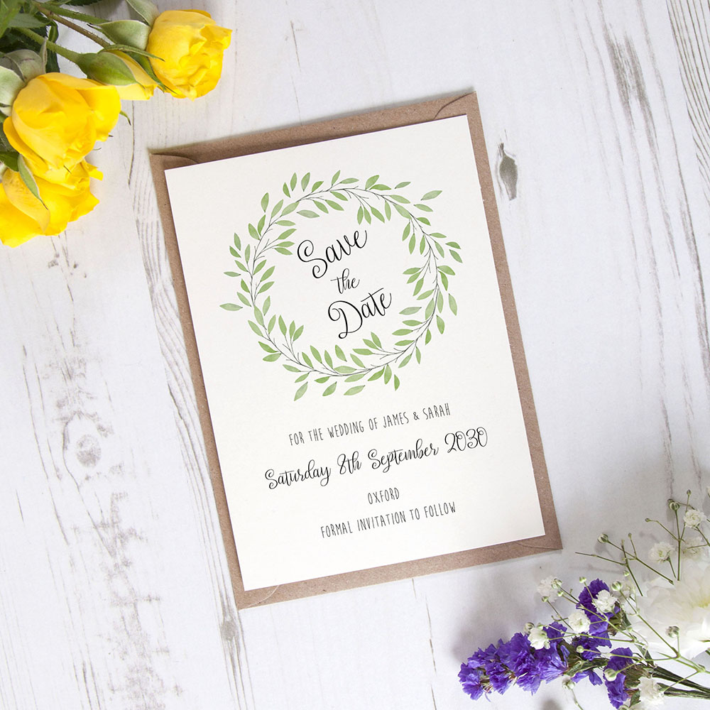 'Autumn Green' Save the Date Sample