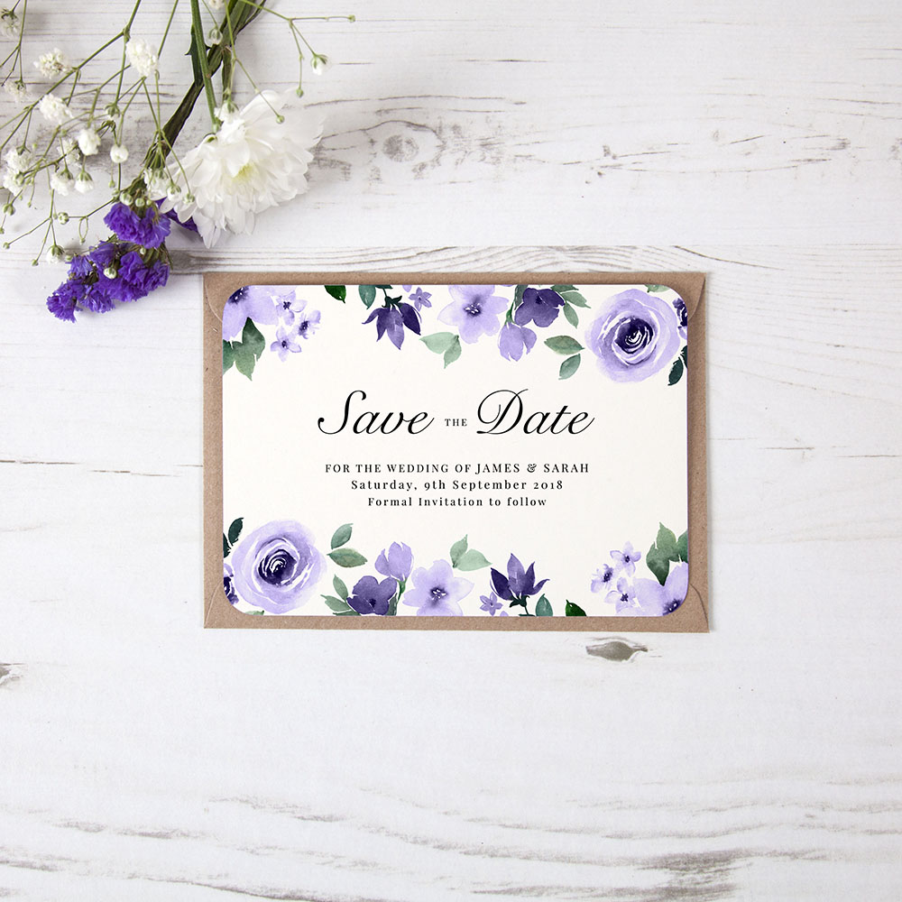 'Camilla Purple' Floral Save the Date