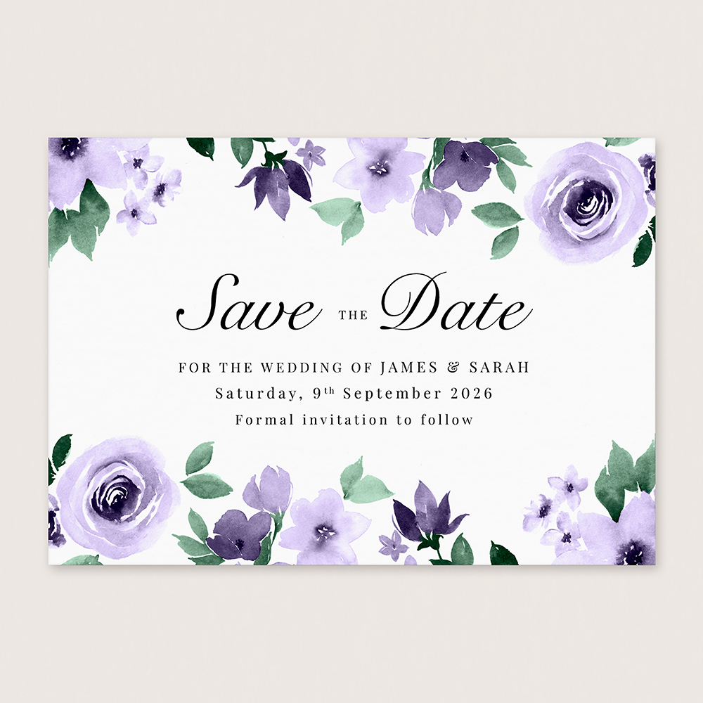 'Camilla Purple' Floral Save the Date