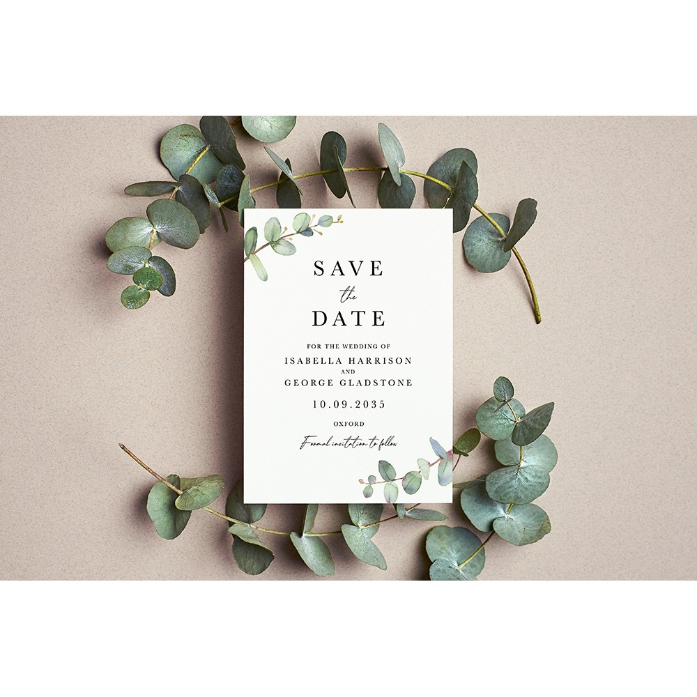 'Campagna Eucalyptus CP03' Save the Date Sample