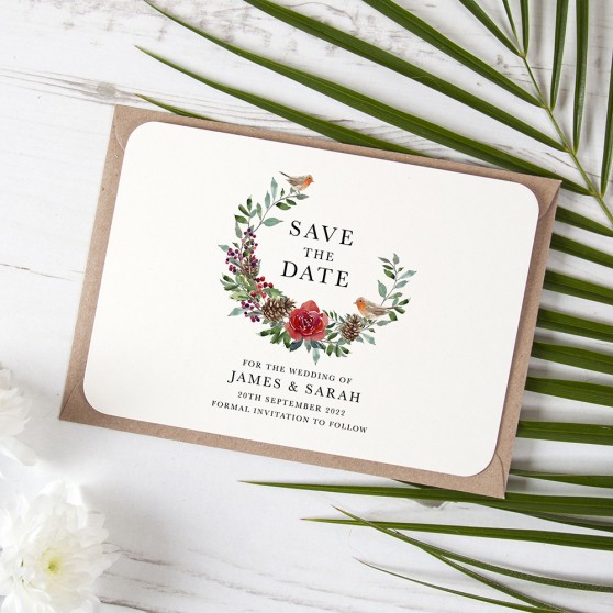 'Christmas Holly' Save the Date Sample