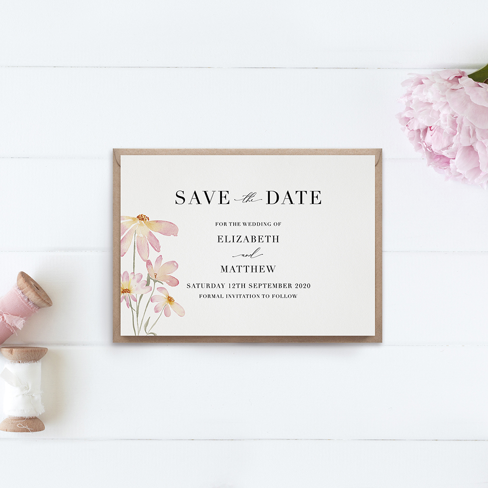 'Daisy Pink' Save the Date Sample
