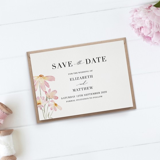 'Daisy Pink' Save the Date Sample