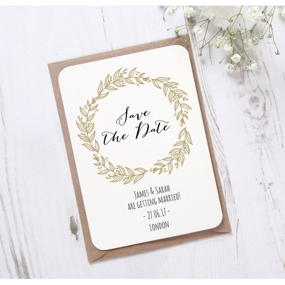 'Gold Wreath' Save the Date