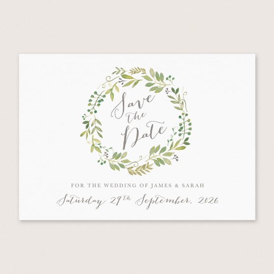 'Green Floral Watercolour' Save the Date