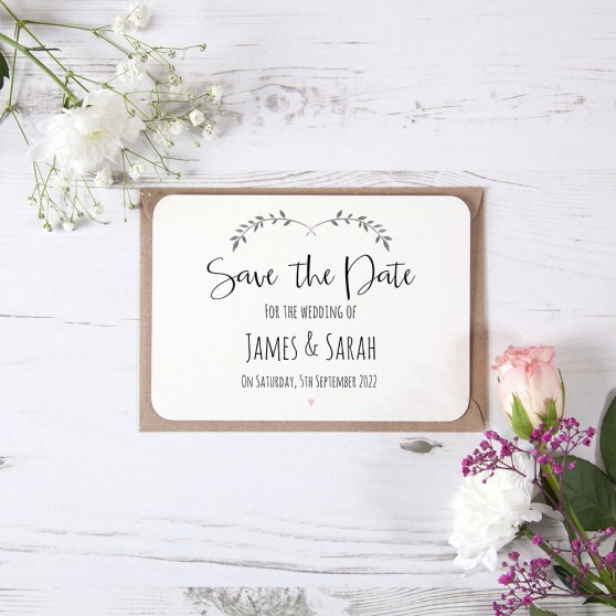 'Pink Ivy Design' Save the Date Sample