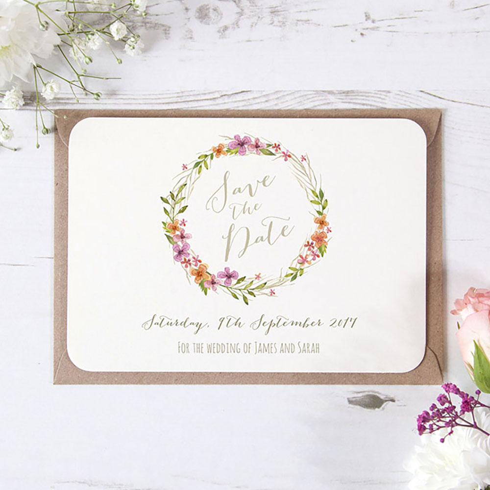 'Multi Floral Watercolour' Save the Date