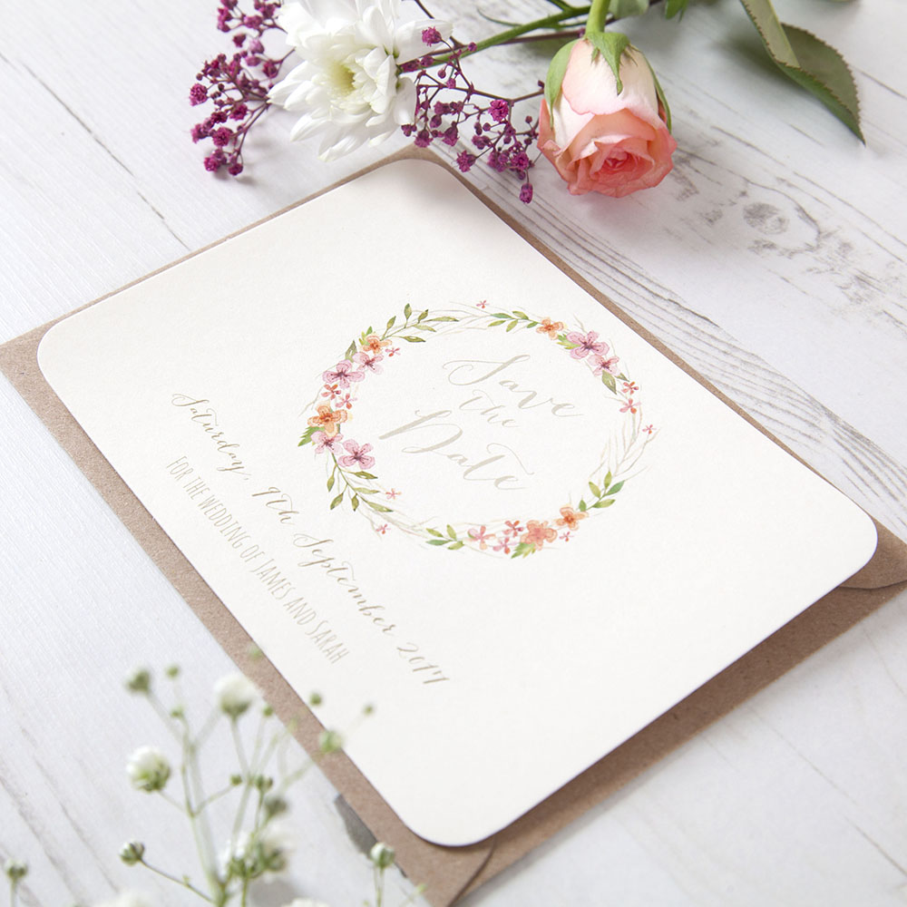 'Multi Floral Watercolour' Save the Date