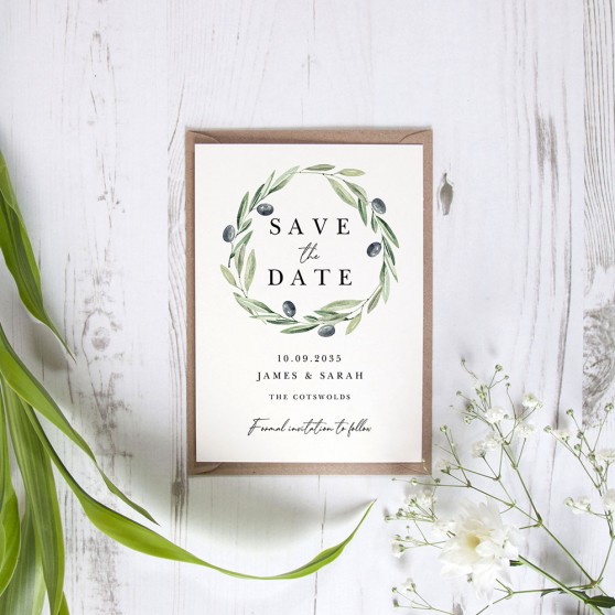 'Olive Leaves' Save the Date Sample