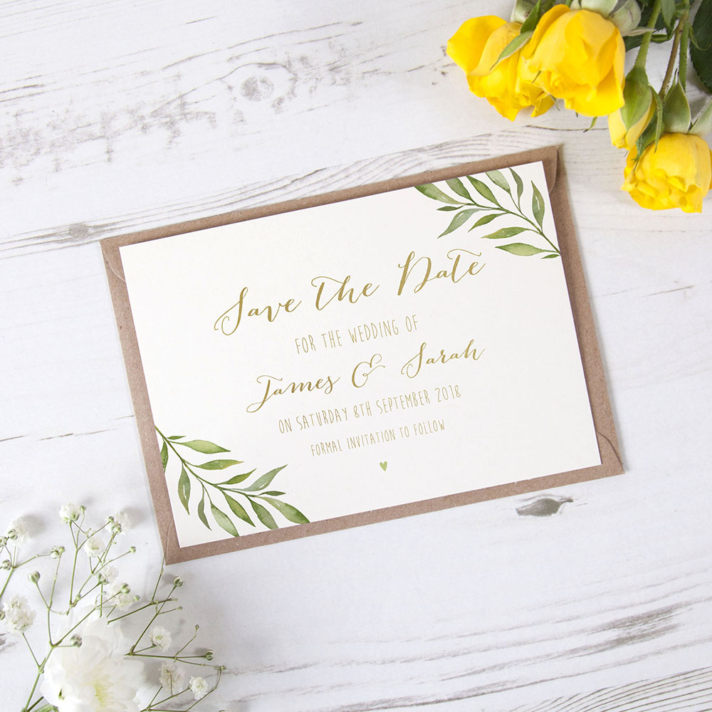 'Green Leaf' Foil Save the Date