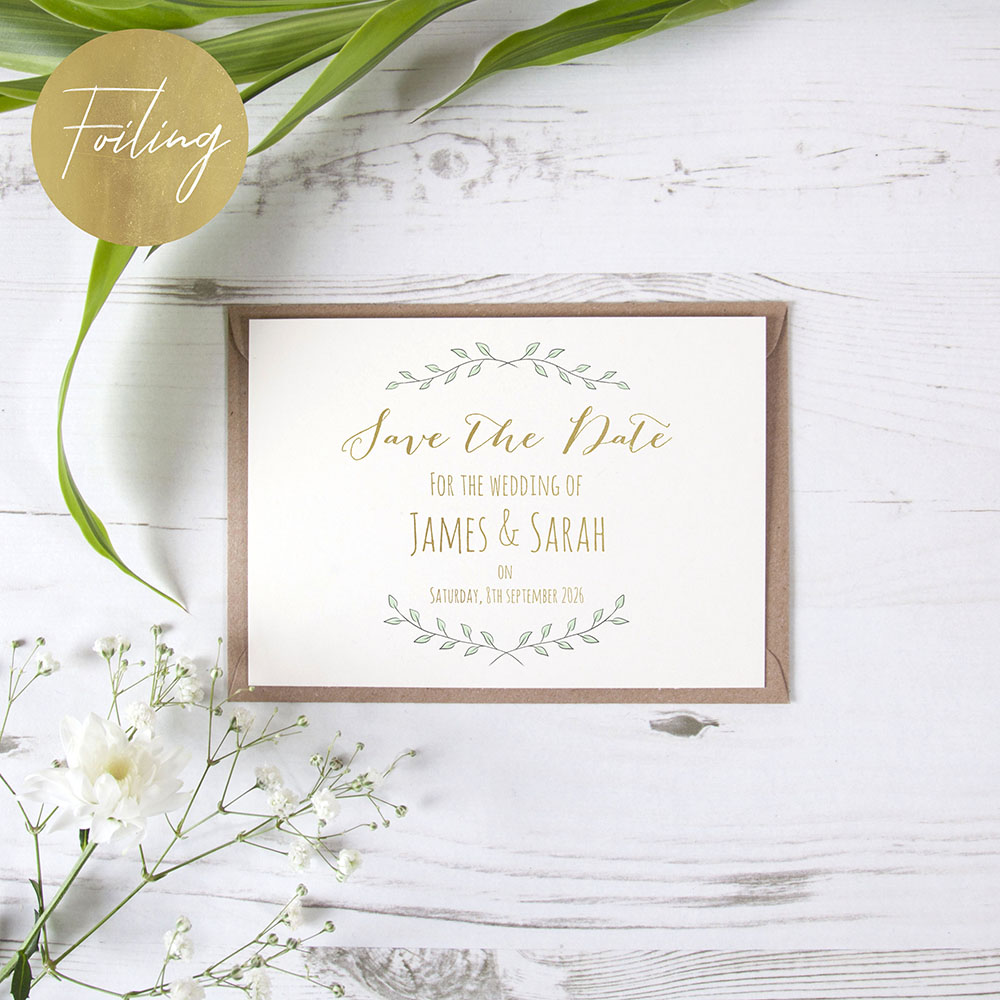 'Green Plant Design' Foil Save the Date