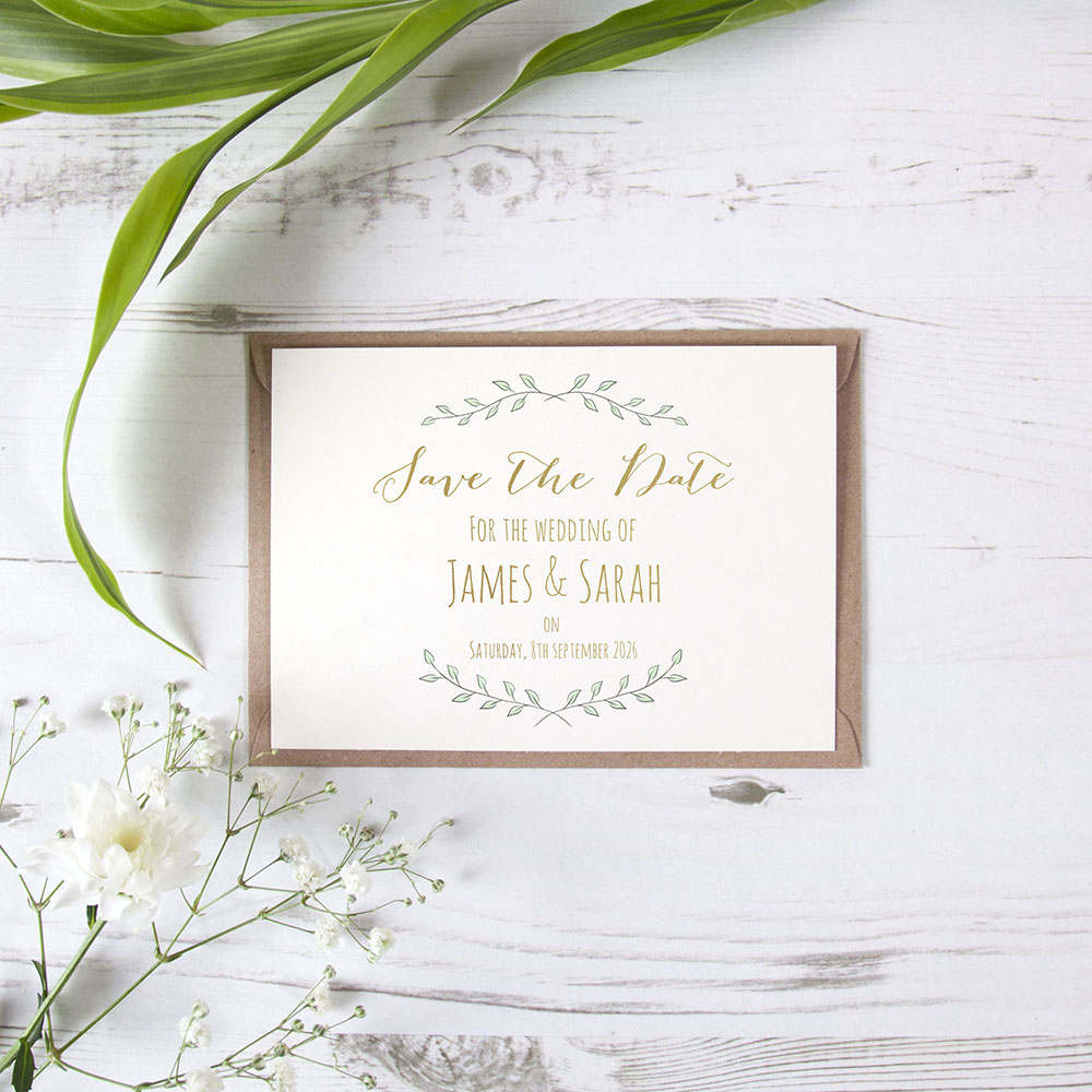 'Green Plant Design' Foil Save the Date