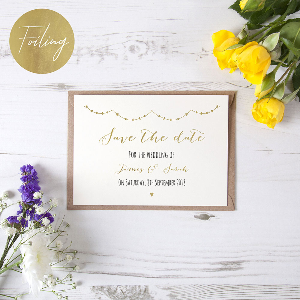 'Heart Bunting' Foil Save the Date