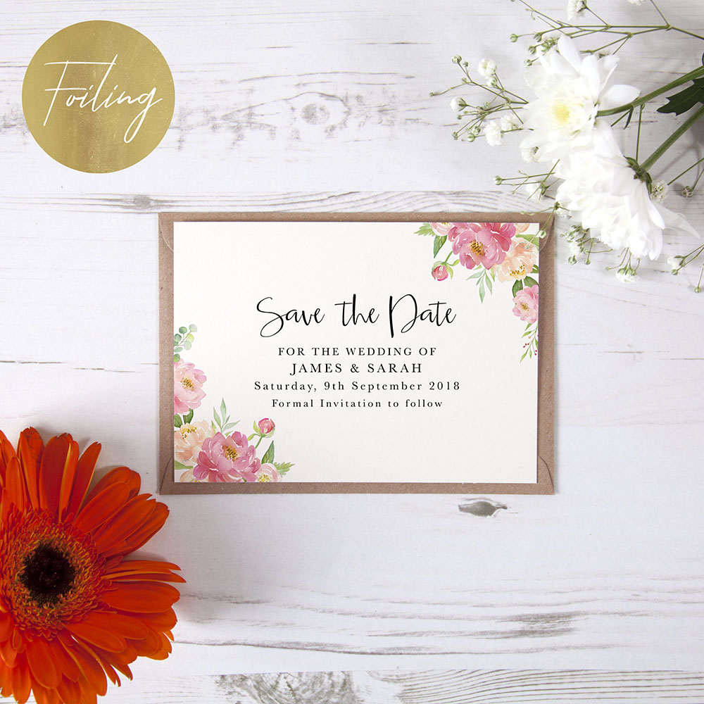 'Peony' Foil Save the Date