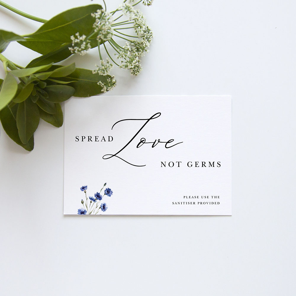 'Cornflower Blue' Spread Love Not Germs Sign - A5/A4/A3