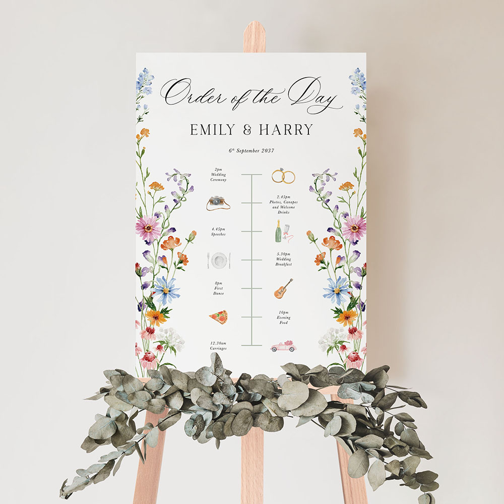 'Wild Flower Garden' Wedding Timeline A2/A1