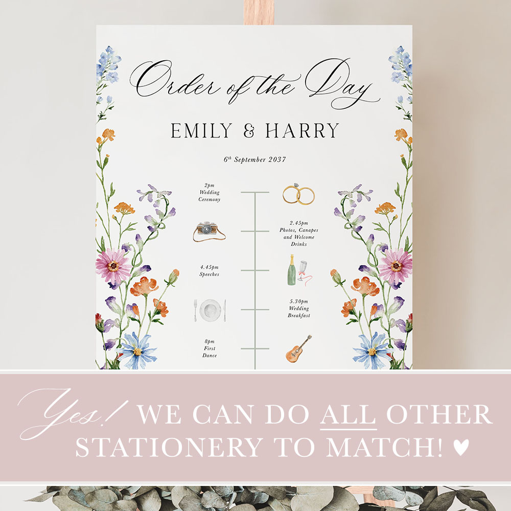 'Wild Flower Garden' Wedding Timeline A2/A1
