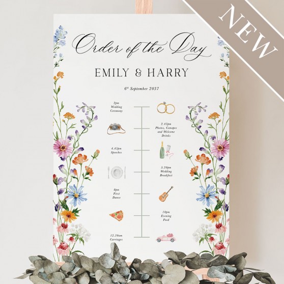 'Wild Flower Garden' Wedding Timeline A2/A1