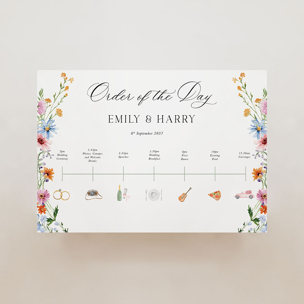 'Wild Flower Garden' Wedding Timeline A2/A1