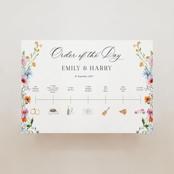 'Wild Flower Garden' Wedding Timeline A2/A1