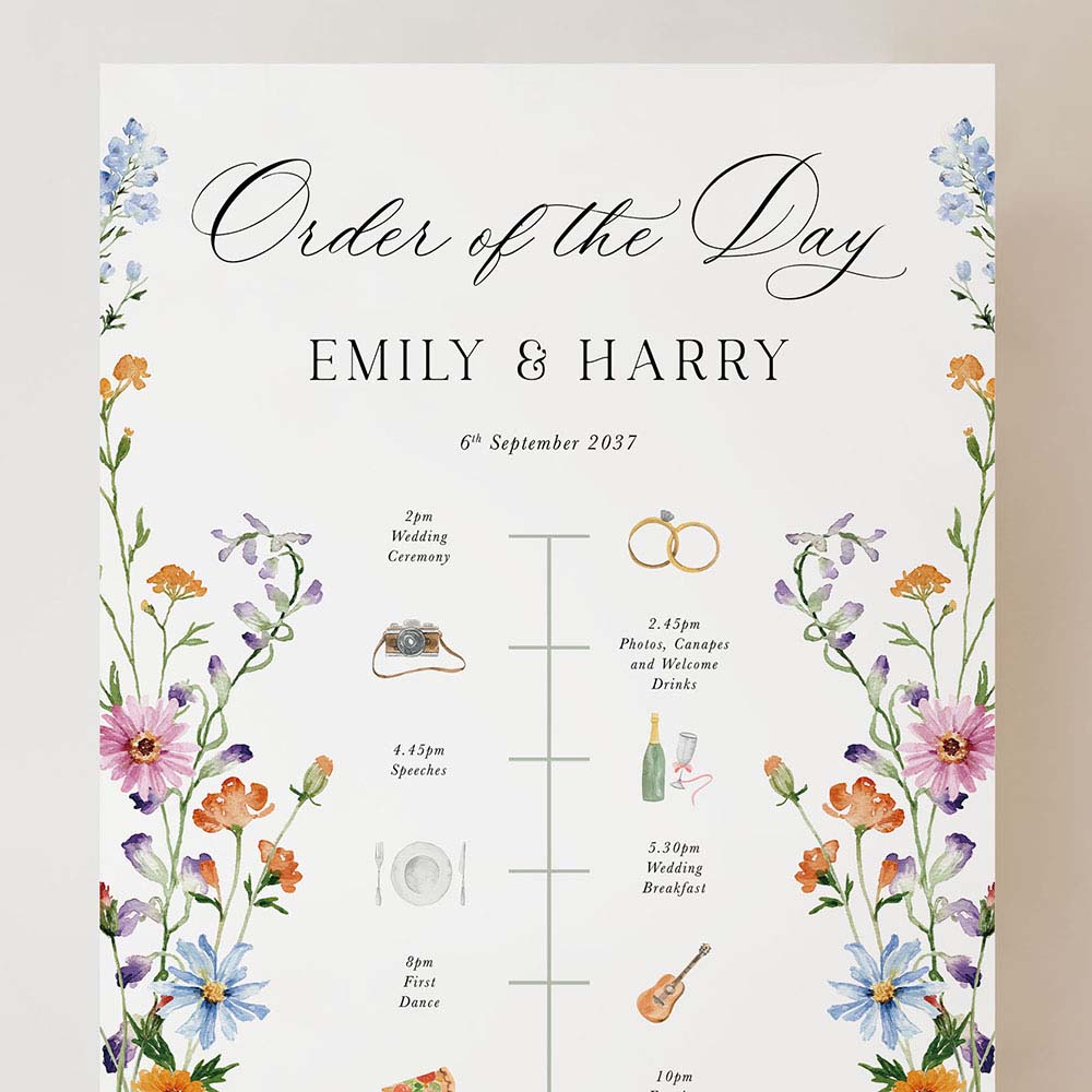 'Wild Flower Garden' Wedding Timeline A2/A1