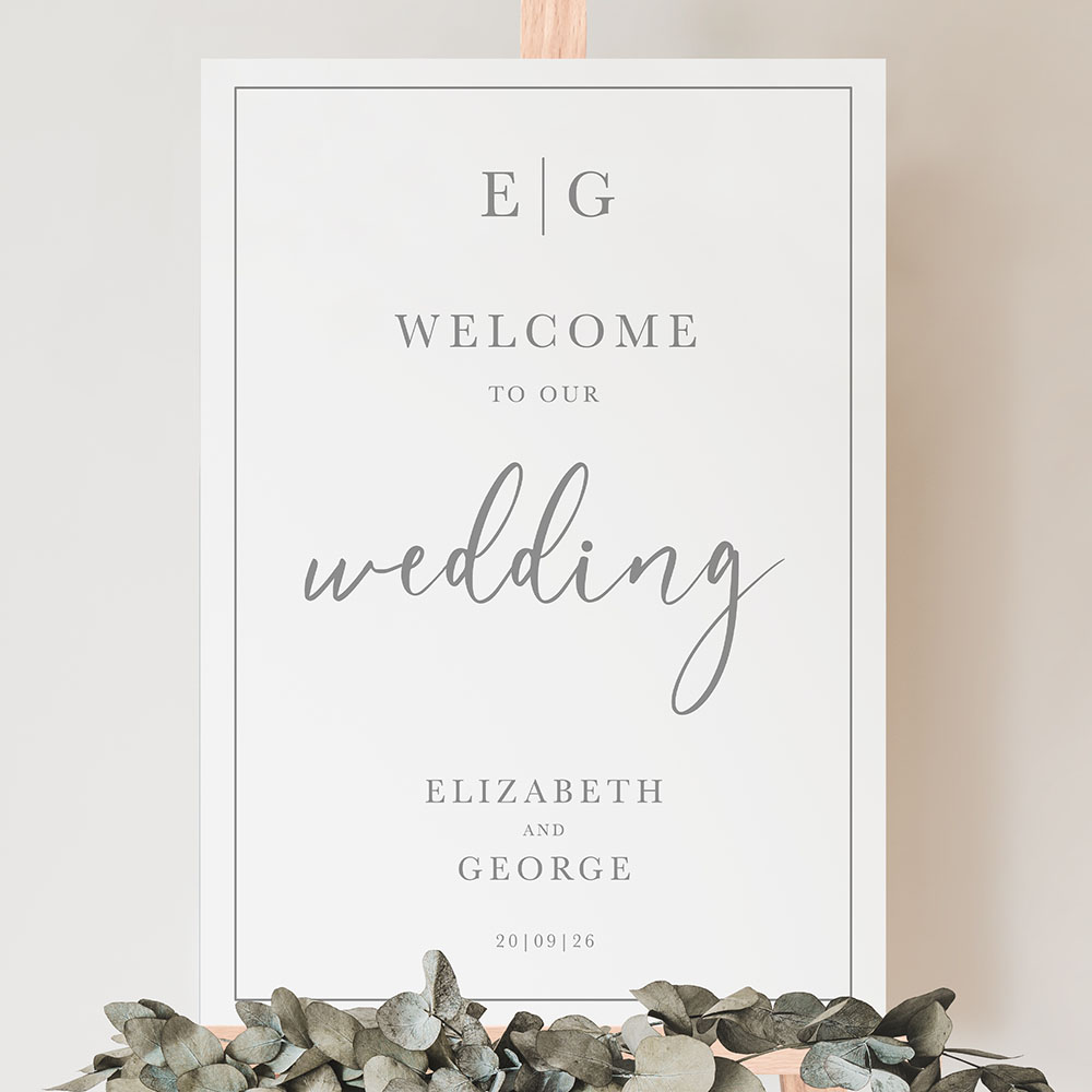 'Classic Grey' Welcome Sign A2/A1