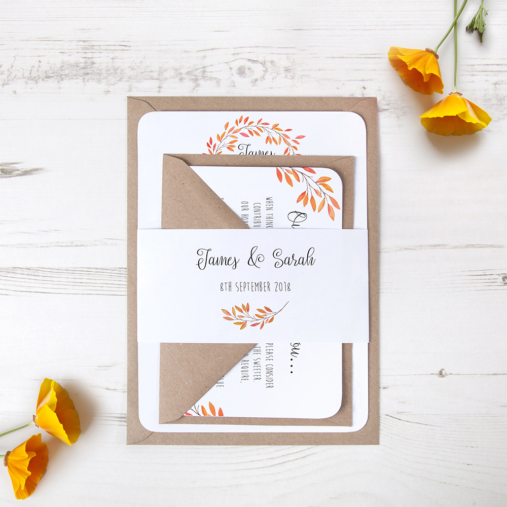 'Autumn Orange' Sleeve Invite Sample