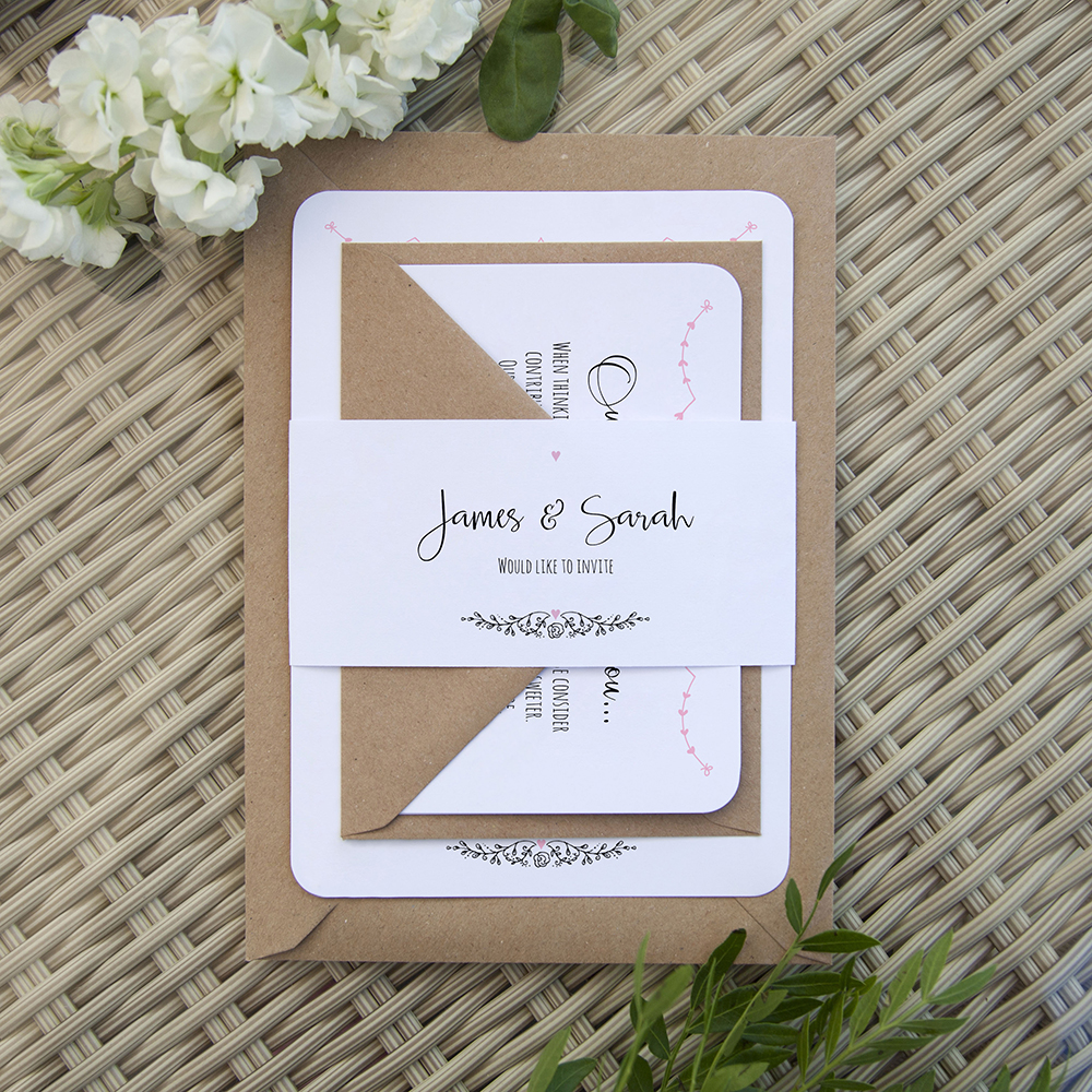 'Pink Heart Bunting' Sleeve Invite