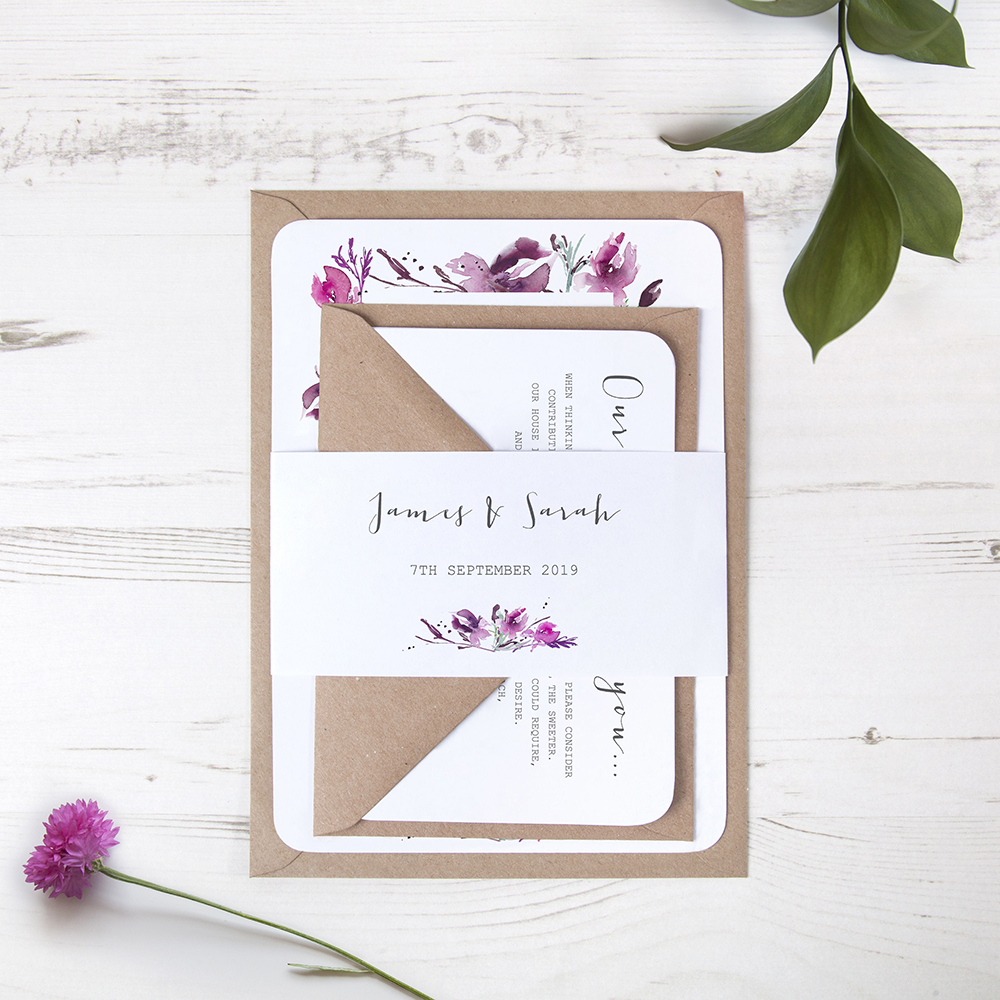 'Pink Iris' Sleeve Invite Sample