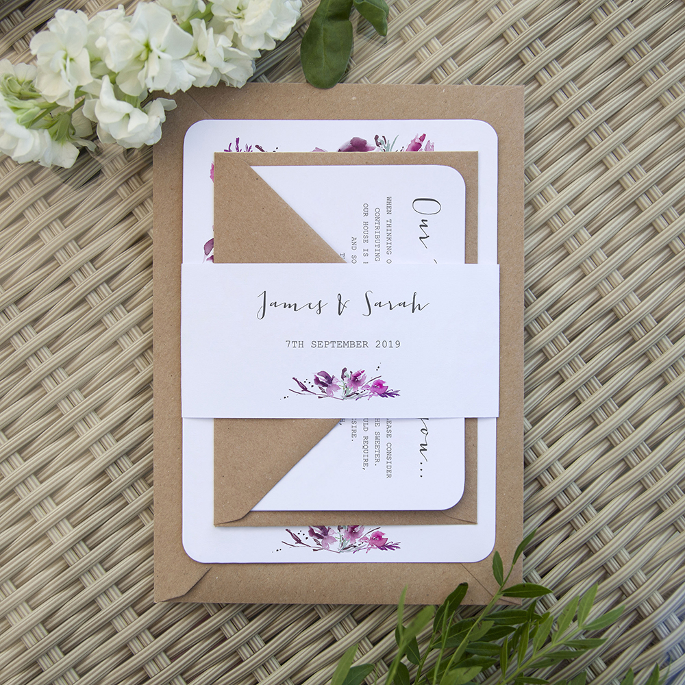 'Pink Iris' Sleeve Invite Sample